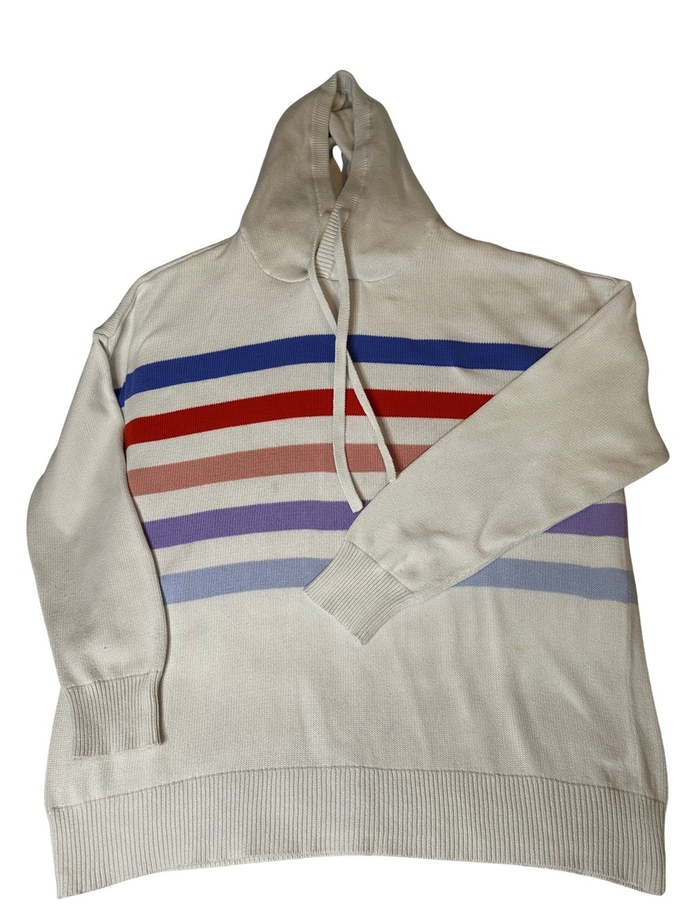 Loft Outlet Hooded Sweater Rainbow Cotton XL Colorblock